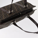 FENDI Zucca Canvas Hand Bag Black Brown Silver Auth ka063-6