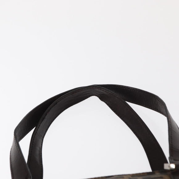 FENDI Zucca Canvas Hand Bag Black Brown Silver Auth ka063