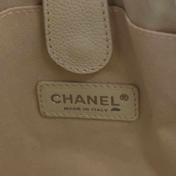 CHANEL Tote Bag Canvas Leather Blue White CC Auth ka064