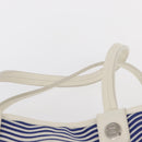 CHANEL Tote Bag Canvas Leather Blue White CC Auth ka064-8