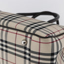 BURBERRY Nova Check Hand Bag Canvas Leather Beige Silver Auth ka065-9