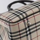 BURBERRY Nova Check Hand Bag Canvas Leather Beige Silver Auth ka065-14