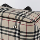 BURBERRY Nova Check Hand Bag Canvas Leather Beige Silver Auth ka065-15