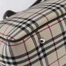 BURBERRY Nova Check Hand Bag Canvas Leather Beige Silver Auth ka065-16