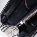 BURBERRY Nova Check Hand Bag Canvas Leather Beige Silver Auth ka065-10