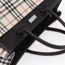 BURBERRY Nova Check Hand Bag Canvas Leather Beige Silver Auth ka065-6