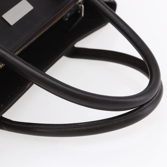 BURBERRY Nova Check Hand Bag Canvas Leather Beige Silver Auth ka065