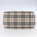 BURBERRY Nova Check Hand Bag Canvas Leather Beige Silver Auth ka065-5