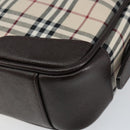 BURBERRY Nova Check Shoulder Bag Canvas Beige Silver Auth ka066-10