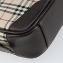 BURBERRY Nova Check Shoulder Bag Canvas Beige Silver Auth ka066-13