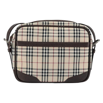 BURBERRY Nova Check Shoulder Bag Canvas Beige Silver Auth ka066 - 0