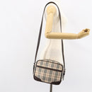 BURBERRY Nova Check Shoulder Bag Canvas Beige Silver Auth ka066-21