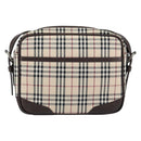 BURBERRY Nova Check Shoulder Bag Canvas Beige Silver Auth ka066-3