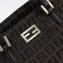 FENDI Zucchino Canvas Hand Bag Black Brown Auth ka067-18