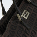 FENDI Zucchino Canvas Hand Bag Black Brown Auth ka067-9