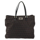 FENDI Zucchino Canvas Hand Bag Black Brown Auth ka067-13