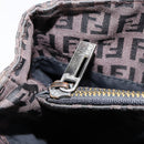 FENDI Zucchino Canvas Hand Bag Black Brown Auth ka067-22