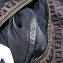FENDI Zucchino Canvas Hand Bag Black Brown Auth ka067-12