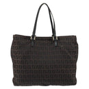 FENDI Zucchino Canvas Hand Bag Black Brown Auth ka067-2