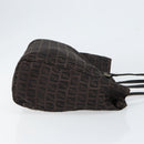 FENDI Zucchino Canvas Hand Bag Black Brown Auth ka067-3