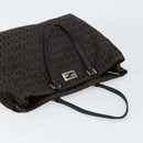 FENDI Zucchino Canvas Hand Bag Black Brown Auth ka067-6