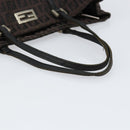 FENDI Zucchino Canvas Hand Bag Black Brown Auth ka067-7
