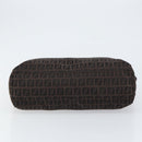FENDI Zucchino Canvas Hand Bag Black Brown Auth ka067-5