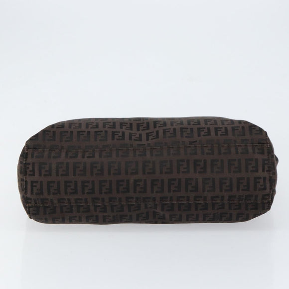 FENDI Zucchino Canvas Hand Bag Black Brown Auth ka067