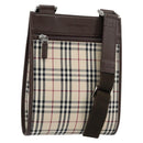 BURBERRY Nova Check Shoulder Bag Canvas Beige Silver Auth ka069-1
