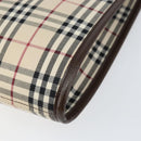 BURBERRY Nova Check Shoulder Bag Canvas Beige Silver Auth ka069-9