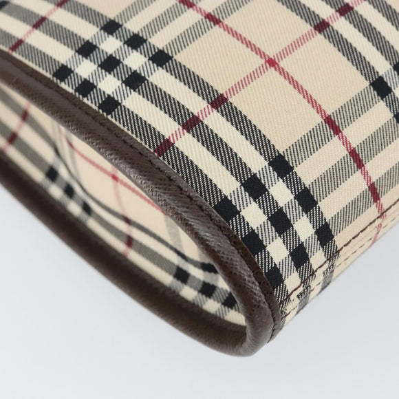 BURBERRY Nova Check Shoulder Bag Canvas Beige Silver Auth ka069