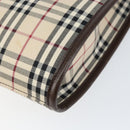 BURBERRY Nova Check Shoulder Bag Canvas Beige Silver Auth ka069-15