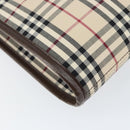 BURBERRY Nova Check Shoulder Bag Canvas Beige Silver Auth ka069-16