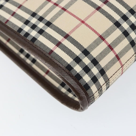 BURBERRY Nova Check Shoulder Bag Canvas Beige Silver Auth ka069