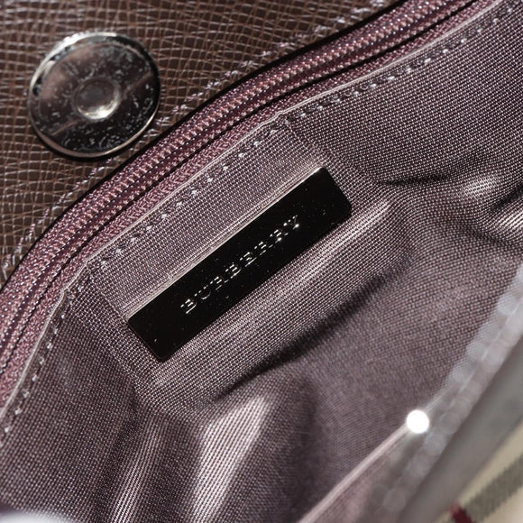 BURBERRY Nova Check Shoulder Bag Canvas Beige Silver Auth ka069