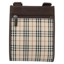 BURBERRY Nova Check Shoulder Bag Canvas Beige Silver Auth ka069-13