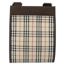 BURBERRY Nova Check Shoulder Bag Canvas Beige Silver Auth ka069-2