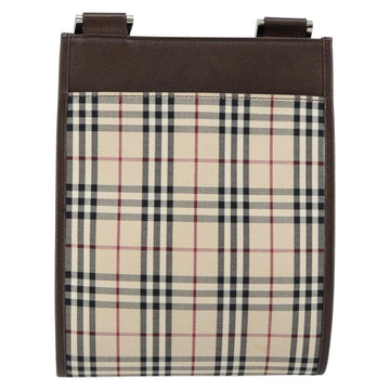 BURBERRY Nova Check Shoulder Bag Canvas Beige Silver Auth ka069 - 0