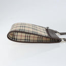 BURBERRY Nova Check Shoulder Bag Canvas Beige Silver Auth ka069-3