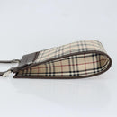 BURBERRY Nova Check Shoulder Bag Canvas Beige Silver Auth ka069-4