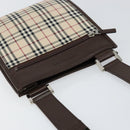 BURBERRY Nova Check Shoulder Bag Canvas Beige Silver Auth ka069-6