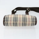 BURBERRY Nova Check Shoulder Bag Canvas Beige Silver Auth ka069-5