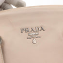 PRADA Shoulder Bag Leather Beige Silver Auth ka071-17