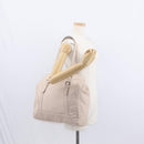 PRADA Shoulder Bag Leather Beige Silver Auth ka071-22