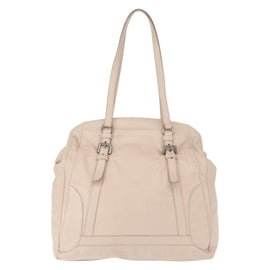 PRADA Shoulder Bag Leather Beige Silver Auth ka071 - 0