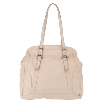PRADA Shoulder Bag Leather Beige Silver Auth ka071 - 0