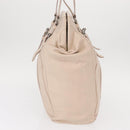 PRADA Shoulder Bag Leather Beige Silver Auth ka071-3