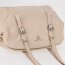 PRADA Shoulder Bag Leather Beige Silver Auth ka071-6