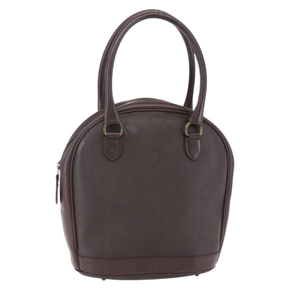 Christian Dior Trotter Canvas Hand Bag PVC Brown Gold Auth ka074