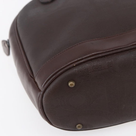 Christian Dior Trotter Canvas Hand Bag PVC Brown Gold Auth ka074